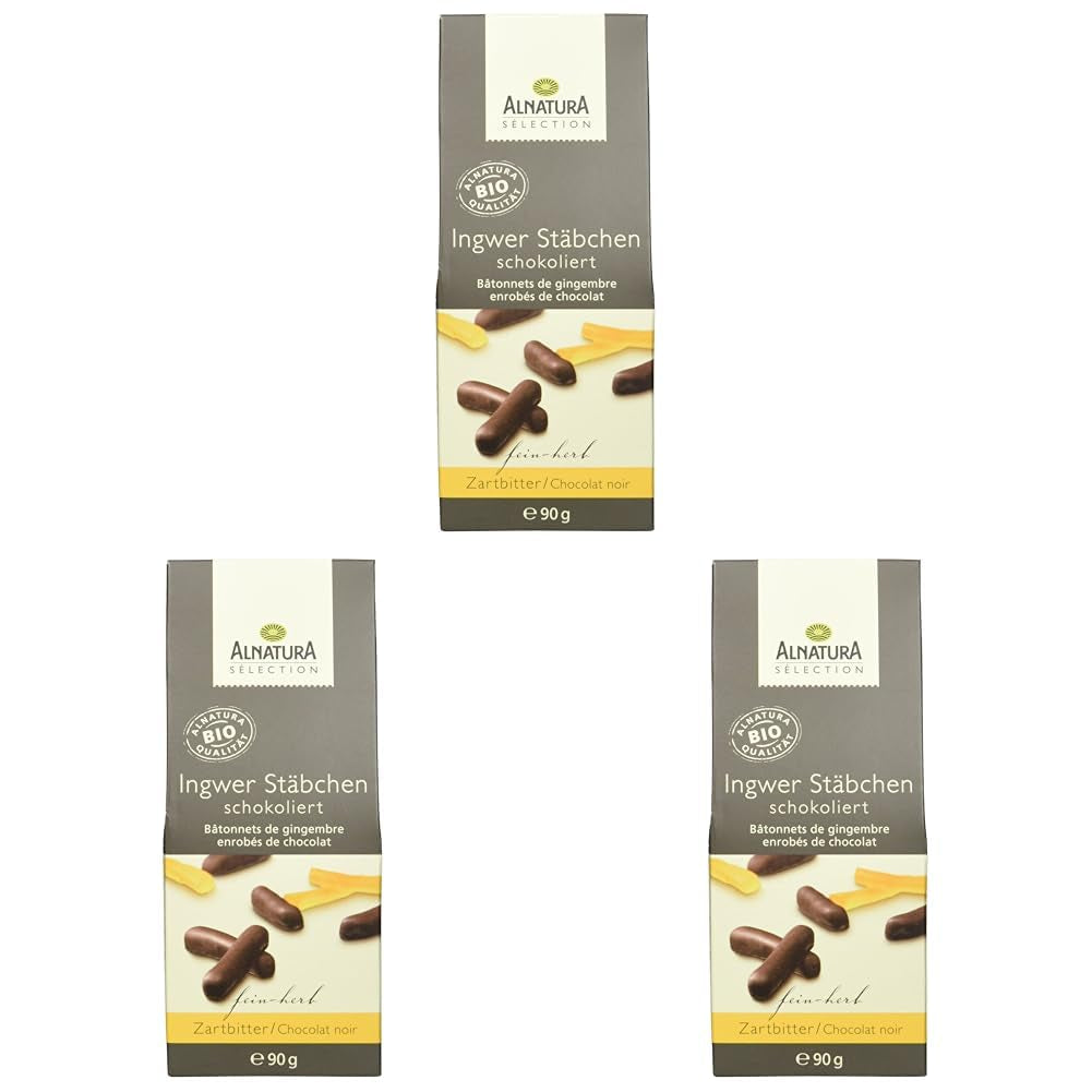 Barres de gingembre enrobées de chocolat bio Selection, 90g