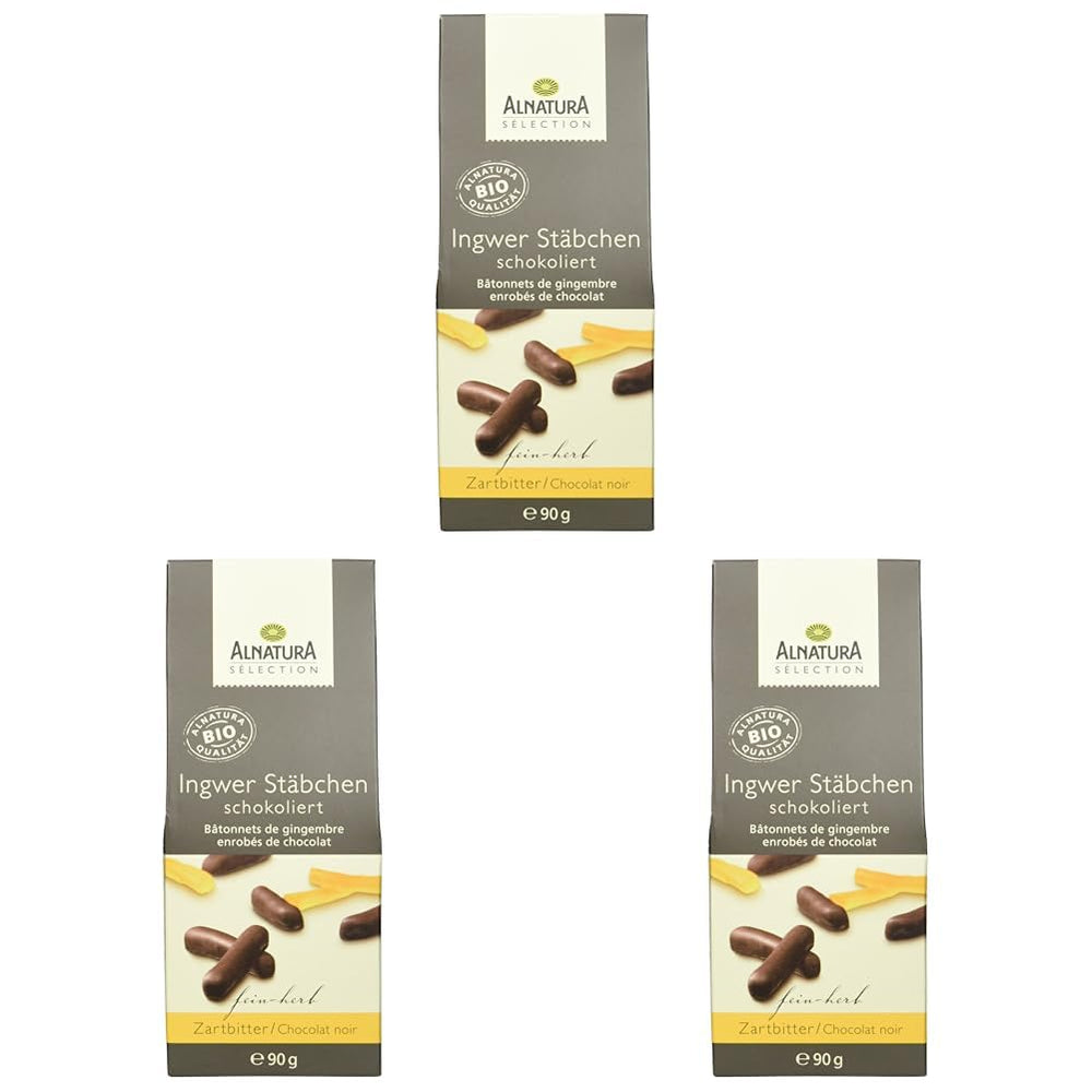 Barres de gingembre enrobées de chocolat bio Selection, 90g