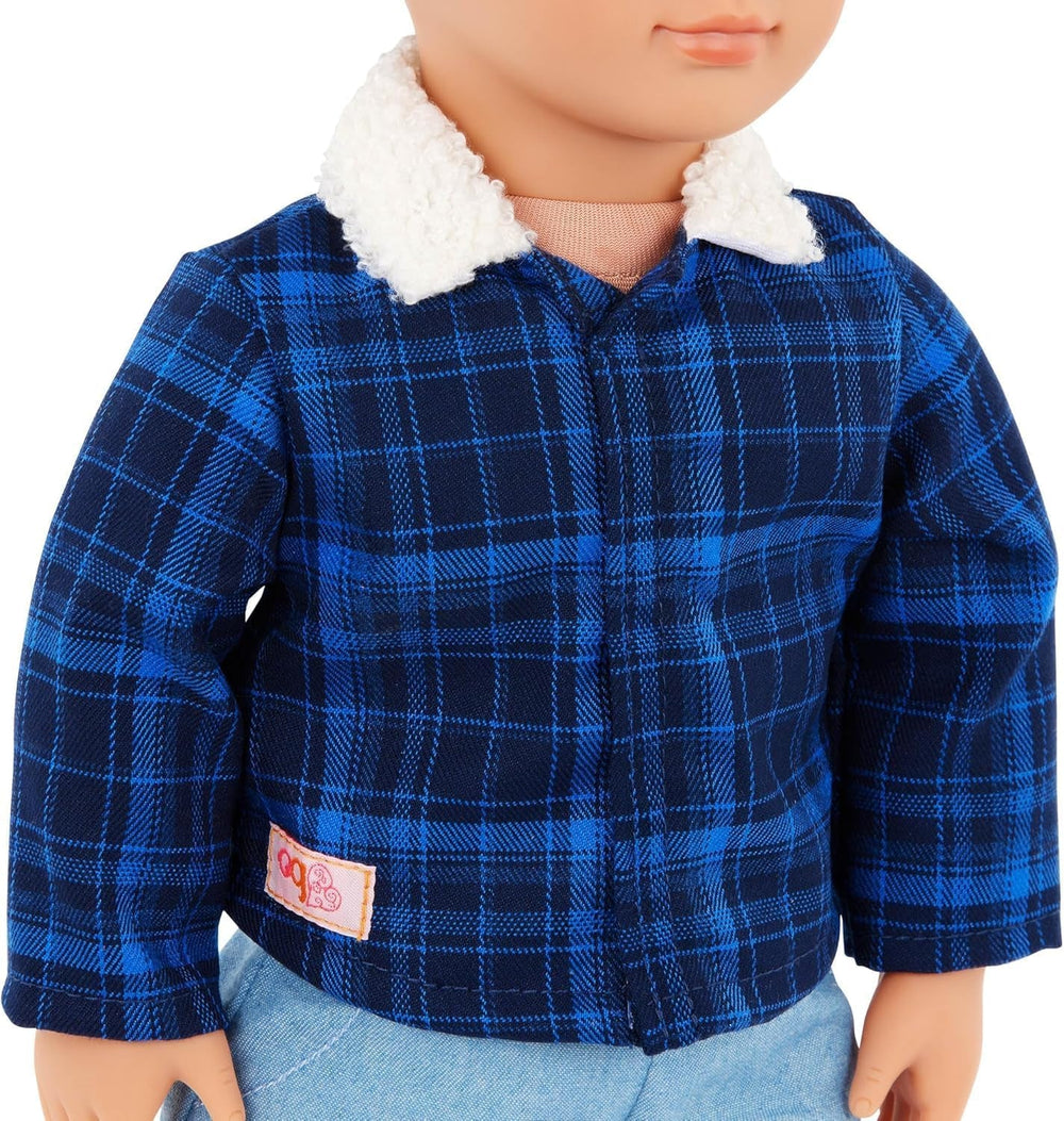Our Generation - Dustin - 46 cm Junge Puppe - Lebensechte haselnussbraune Augen und gewelltes braunes Haar - Outfit im Western-Stil & Country-Hut - Spielzeug für Kinder ab 3 Jahren