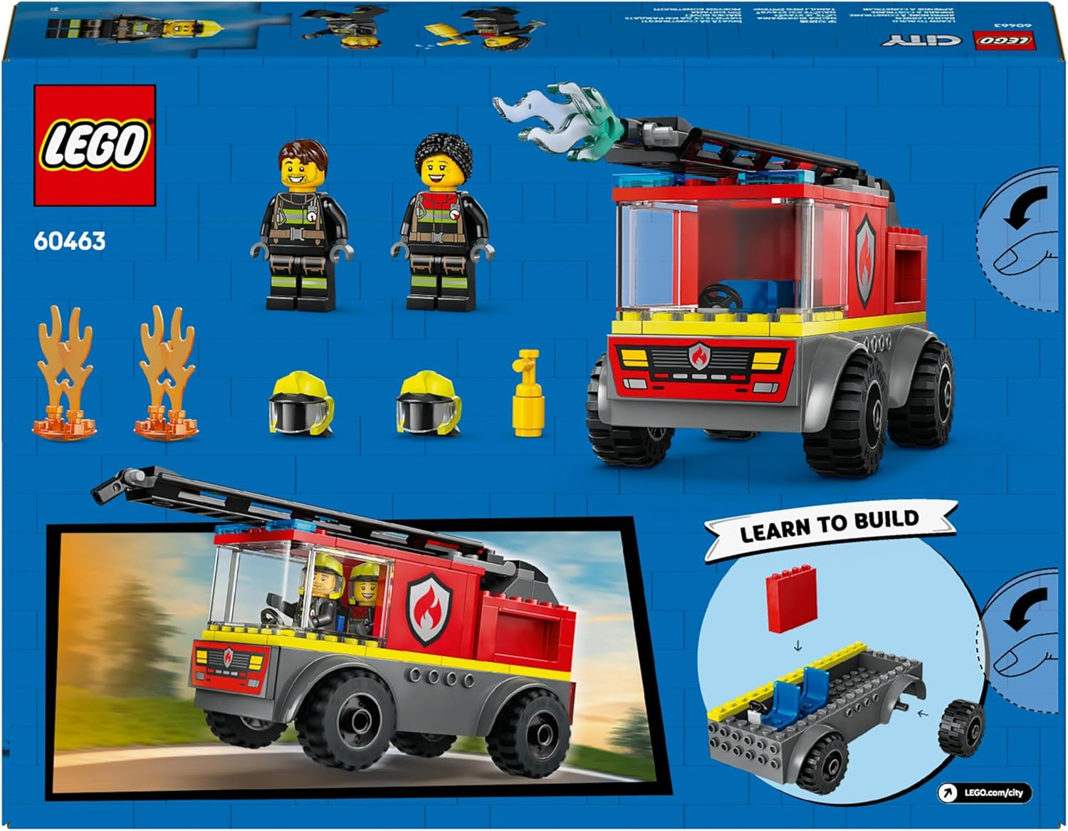 LEGO City Fire Ladder Truck - Camion de pompiers jouet avec 2 figurines de pompiers pour garçons et filles à partir de 4 ans - jouet éducatif - cadeau pour les enfants d'âge préscolaire 60463 Jeux de construction Besuche den LEGO-Store