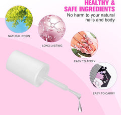 Colle pour pointes d'ongles, colle à ongles extra forte BOLASEN, colle à ongles craquelée 4 pièces, colle à ongles, colle à ongles artificielle extra forte, colle à ongles - 4 * 7 ml