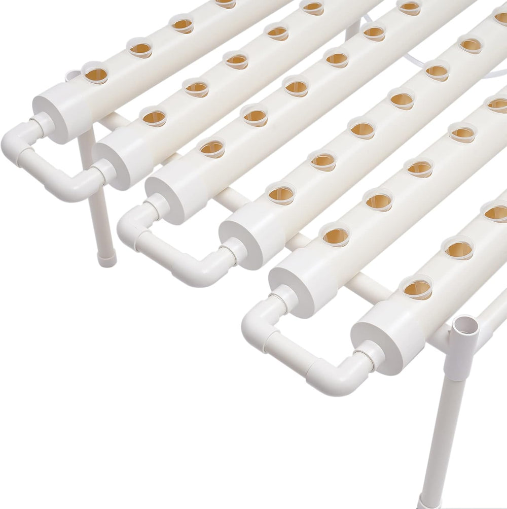 Kit de culture hydroponique 1 couche avec 54 jardinières, systèmes de culture de plantes sans sol en PVC avec pompe à eau, kits de culture hydroponique pour cultiver des légumes et des fruits sur les balcons, les jardins, les patios et les cours