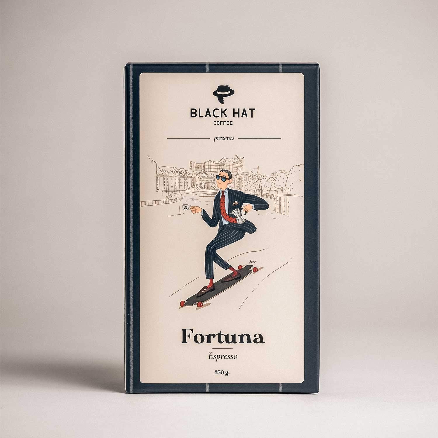 BLACK HAT ESPRESSO Fortuna - Café de spécialité 100% Arabica du Guatemala – Chocolat et Fruits Rouges – 250g Grains entiers pour machines à expresso