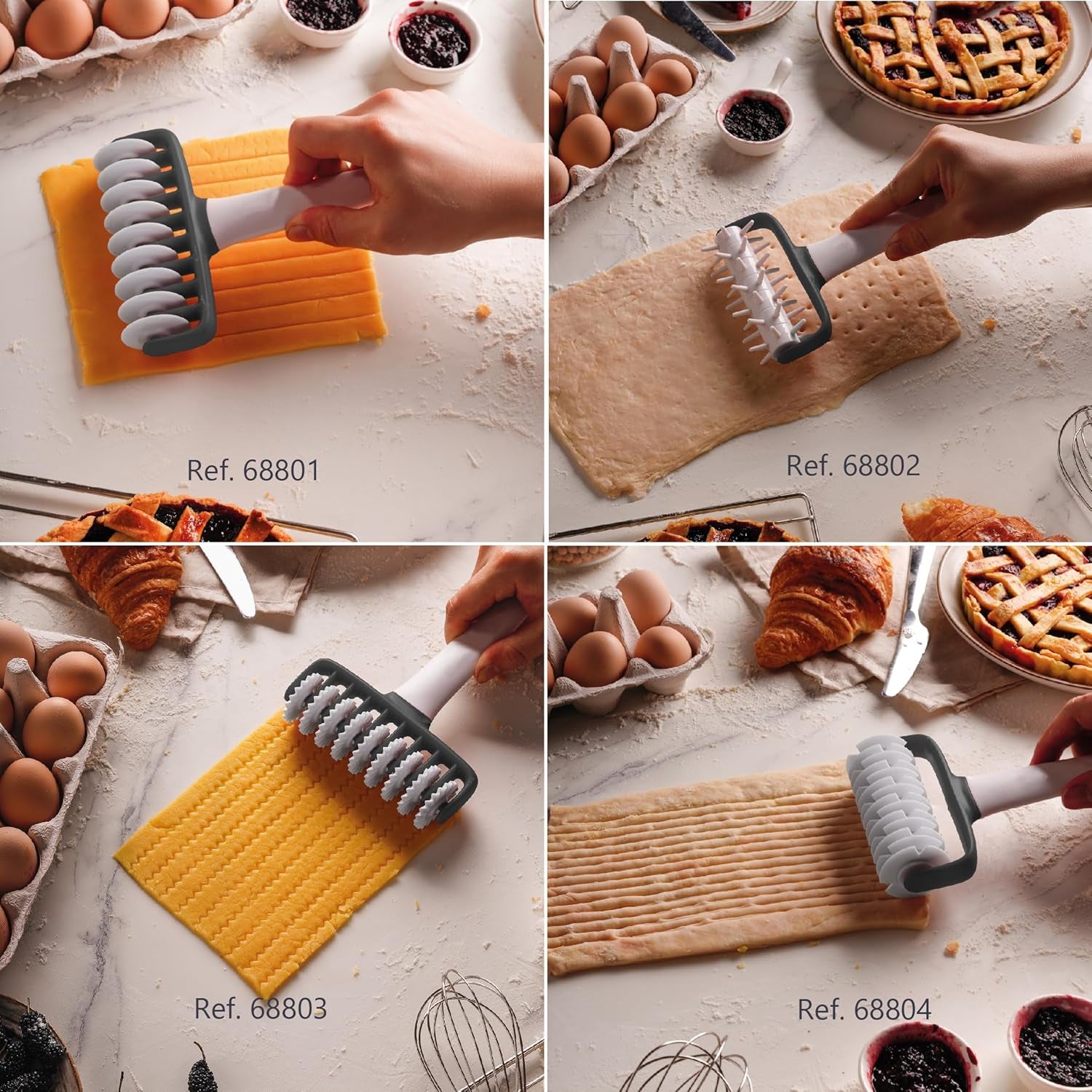 - 68802 - Éponge de cuisine, rouleau à tasser, rouleau à pâtes, évite les bulles dans la pâte, manche ergonomique, 100% amovible, passe au lave-vaisselle, polypropylène, sans BPA, 12x19,5 cm