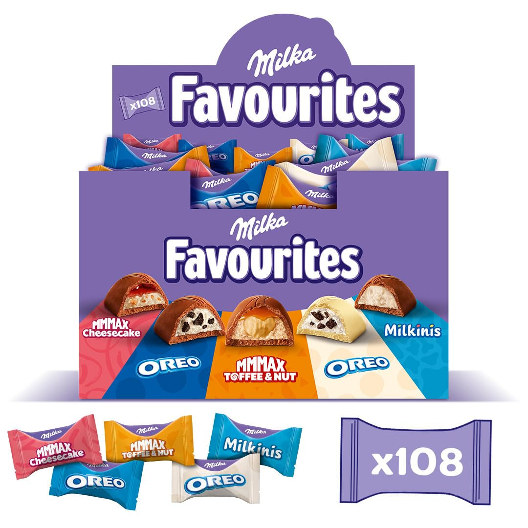 Milka Favorites – un mélange de 5 assortiments de chocolats populaires, 108 chocolats emballés individuellement – ​​1 kg