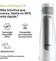 Braun Household Hogar Multiquick 7 Brassmixer, Spritzschutz-Technologie, Spülmaschinenfest, Bpa-Freier Kunststoffbecher, MQ7000, 1000 W, Weiß Kitchen Naty Shop