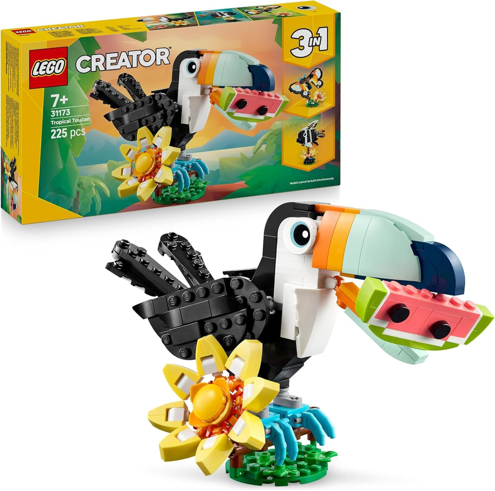 LEGO Creator 3in1 Wild Animals: Colourful Hummingbird - Bird Toy Transforms into a Butterfly or Fish Figure - DIY Room Decor Idea - Creative Gift for 8+ Year Old Girls & Boys - 31384