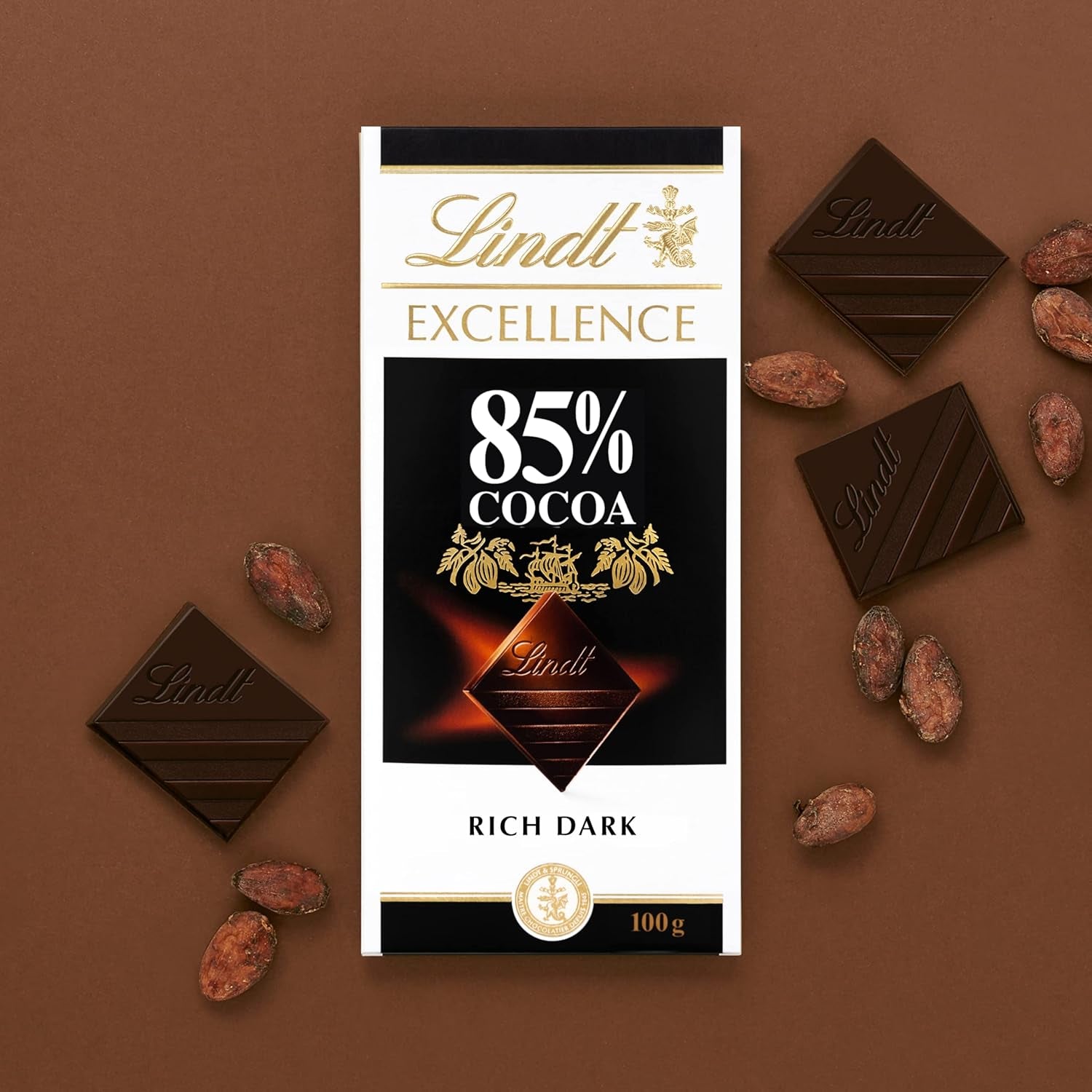 Chocolat Lindt | Barre EXCELLENCE 85% Cacao | 100g | Chocolat Extra Noir | Barre de chocolat végétalienne