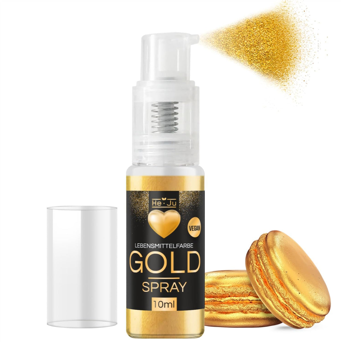 He-Ju Food Color Spray Gold 10g Poudre d'Or Comestible Vegan et Paillettes Comestibles Gratuites E171 pour Boissons