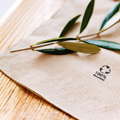 Serviettes écologiques biologiques fabriquées à partir de papier recyclé I Serviettes en papier de haute qualité 10 x 10 cm I 100 pièces Serviettes à cocktail non blanchies biodégradables compostables