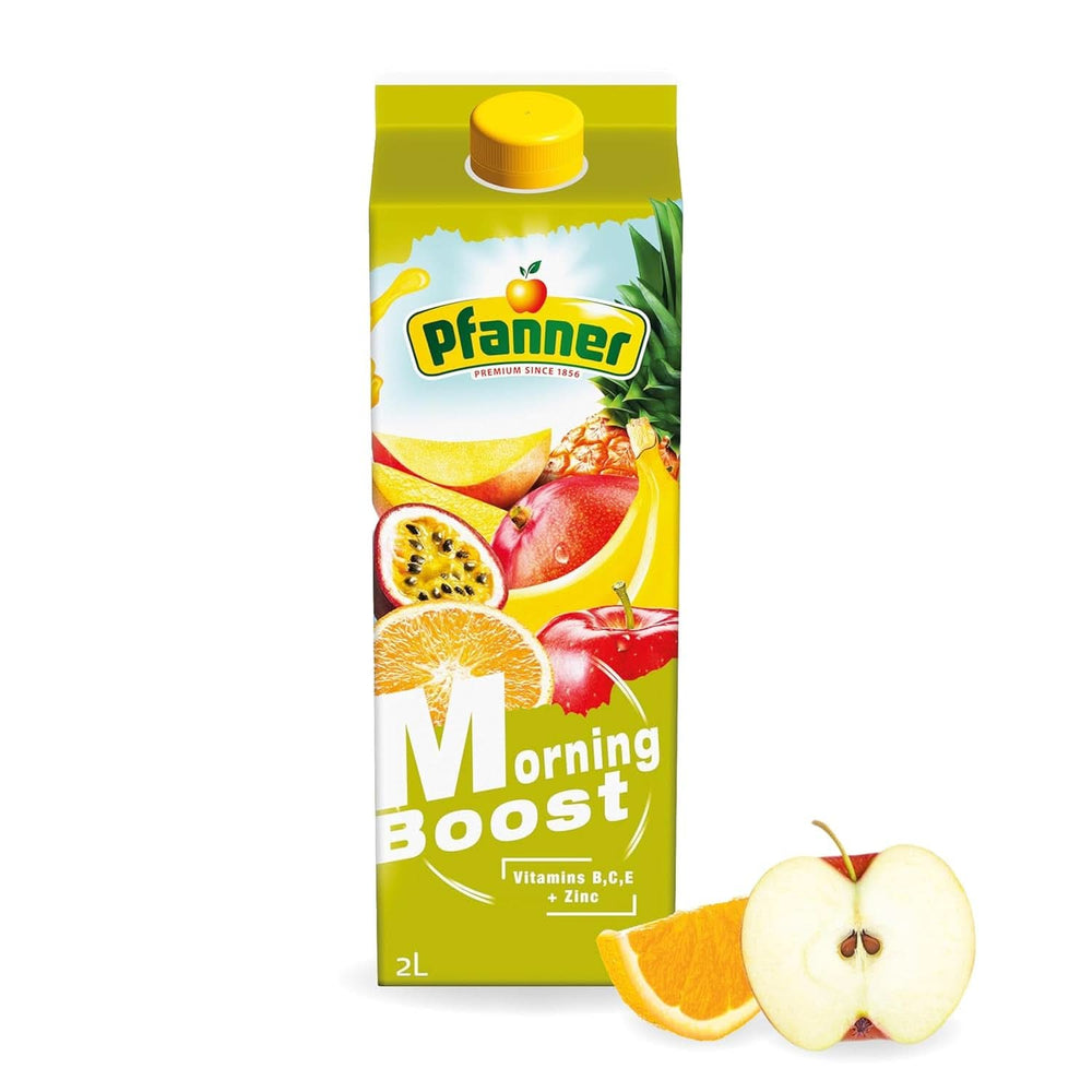 Pfanner Jus de pomme trouble 100% naturel (1 x 2 litres) - Pommes directement pressées - Jus de fruits sans sucre ajouté Boissons sans alcool Naty Shop 2 litres Morning Boost