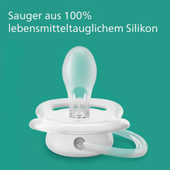 Sucettes Philips AVENT ultra air - pack de 4 sucettes respirantes sans BPA pour bébés de 6 à 18 mois, comprenant étui de transport et stérilisation, motif tortue/baleine (modèle SCF085/66)