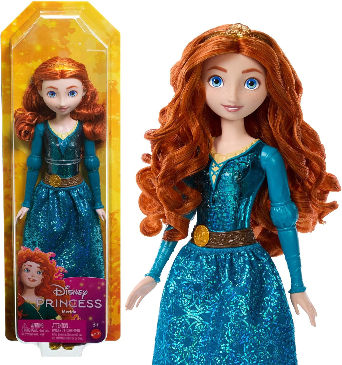 Mattel Disney Princess Toy Merida Poupée faite à la main avec vêtements et accessoires scintillants inspirés du film Disney et Pixar Kids Gift HLW13