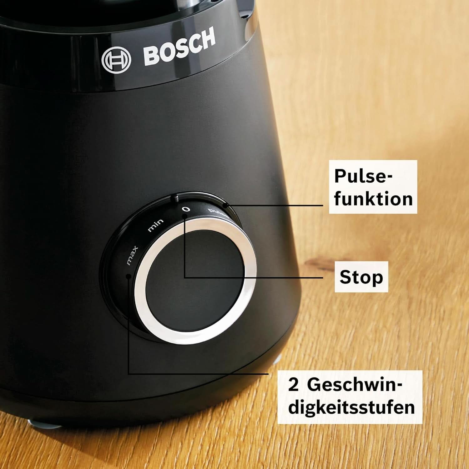 Bosch Batteur sur socle Vitapower Serie 4 MMB6141B, Haute puissance en acier inoxydable, 1,5 L Tritan-Mixbehälter, Spülmaschinengeeignete Teile, 30 000 U/Min, 1200 W, Schwarz Kitchen Naty Shop
