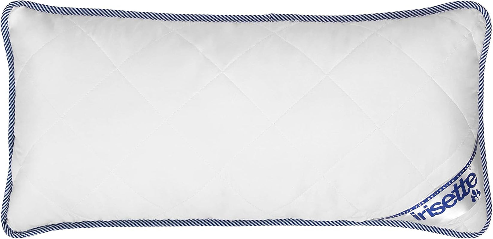 Oreiller Contour du Corps Irisette 80X80 Cm avec housse amovible en microfibre douce, lavable jusqu'à 60°C, blanc/bleu, certifié Oeko-Tex, produit selon la norme de qualité allemande Oreillers standards Naty Shop 40 X 80 Cm 1