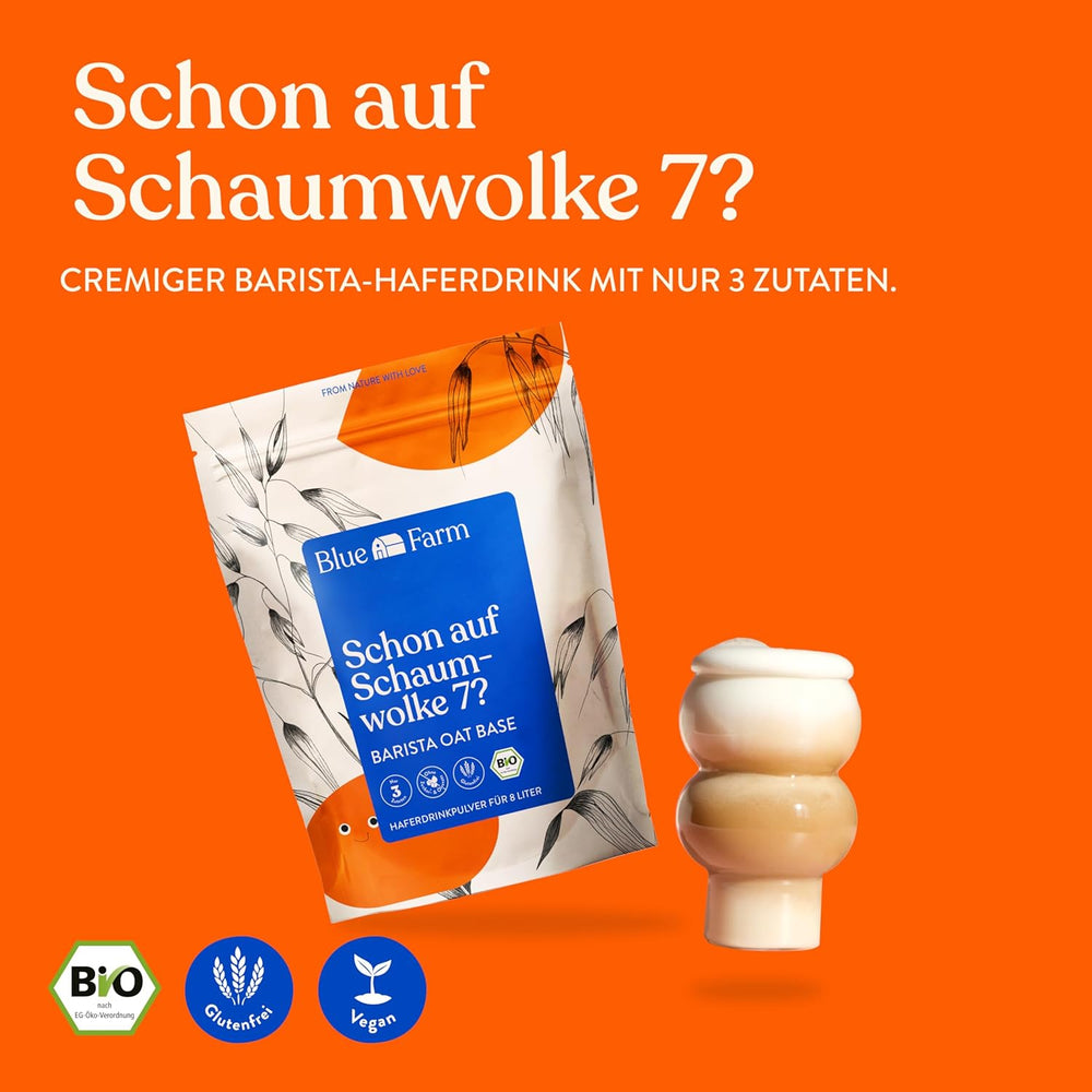 Blue Farm Barista Oat Base für bis zu zu 8L zum selbermischen – Bio Haferdrink Barista Edition – Milchalternative sans Zusatzstoffe und Zuckerzusatz – Vegan et Glutenfrei – 90% weniger Verpackungmüll