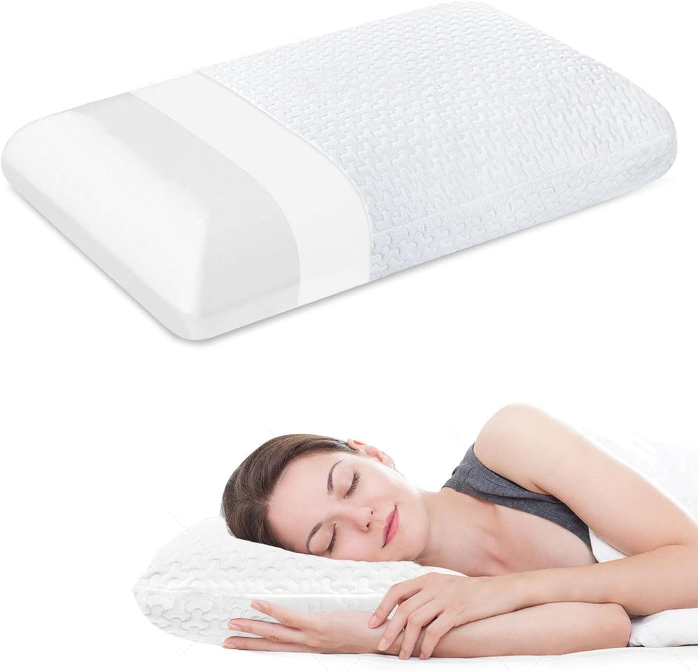 BDTFO Oreiller orthopédique en mousse à mémoire de forme pour douleurs cervicales, soutien du cou pour dos, ventre, dormeur latéral avec housse lavable et respirante avec fermeture éclair, oreillers orthopédiques cervicaux Naty Shop White Bread