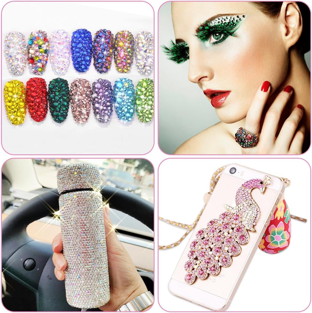 4600 pièces de strass pour ongles, Nagel Glitzersteine ​​​​3 Verschiedene Stil Flache Nail Gems Nägel Steine ​​​​Klein Nagel Steinchen Mit Pinzette et Strass Picker Dotting Pen pour ongles/vêtements/artisanat