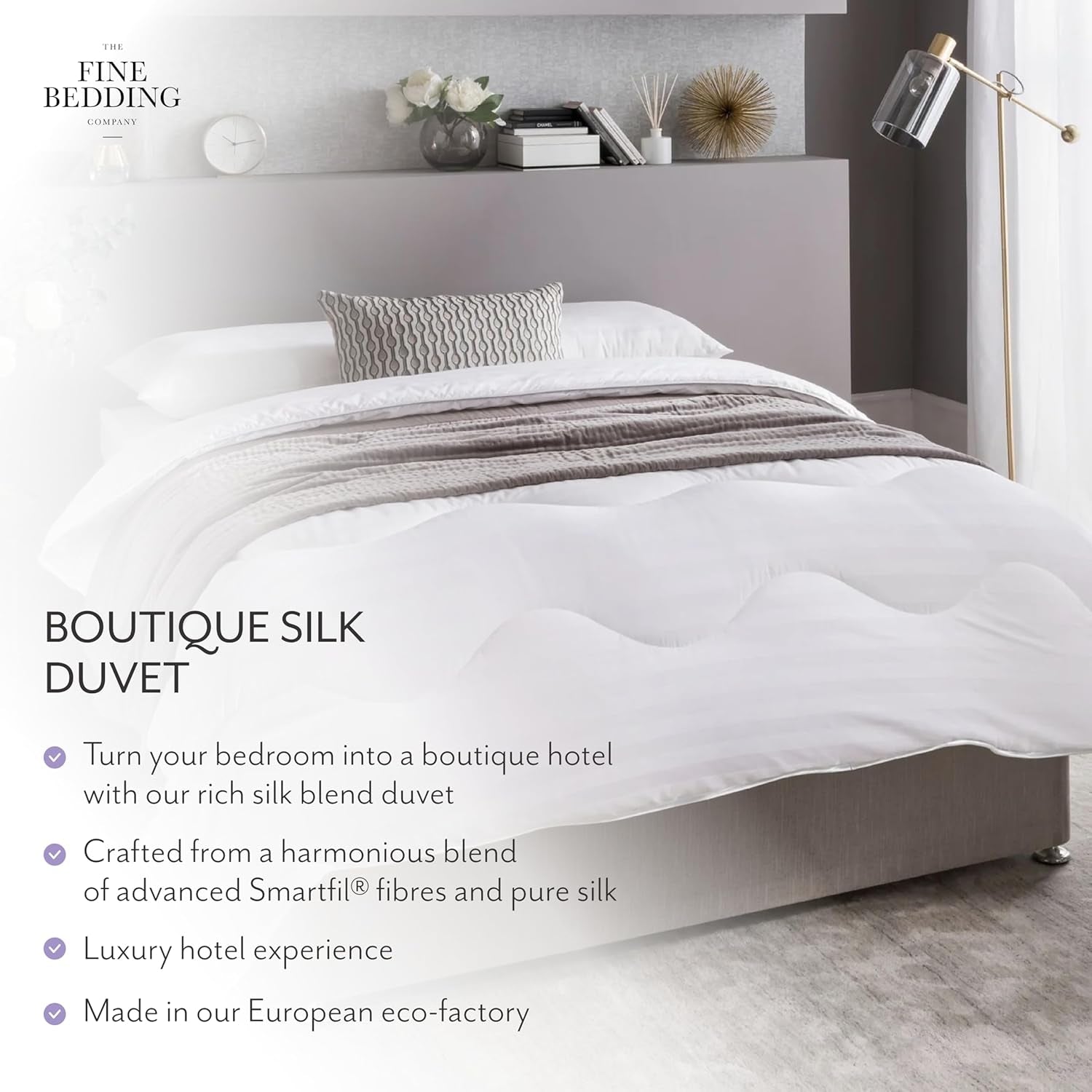 Boutique Couette en soie, literie de luxe, lavable en machine (13,5 Tog, double) Naty Shop Couettes et couettes