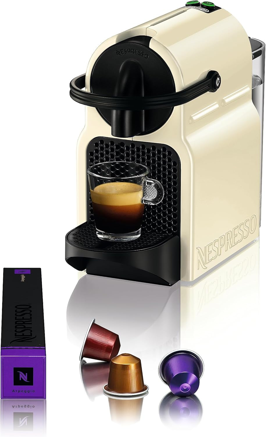Machine à expresso à capsules Nespresso De'Longhi EN 80.B Inissia, pompe haute pression et fonction d'économie d'énergie, arrêt automatique après 9 minutes, volume de tasse pour expresso et poumon, réservoir d'eau 0,7 l, noir