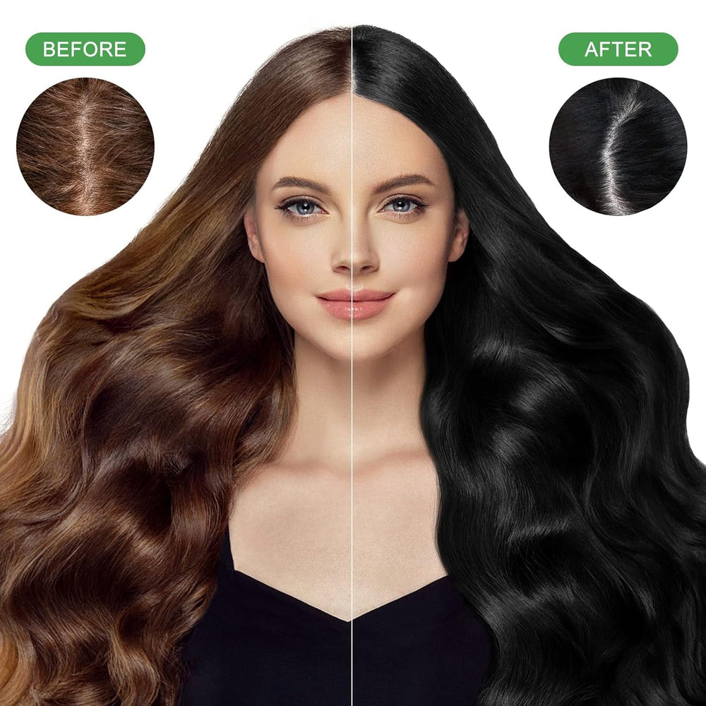 Shampoing Instantané Cheveux Noirs, Shampoing Teinture Naturelle, Couverture 100% Gris - Facile et Rapide, Coloration Semi Permanente pour Cheveux Noirs, Shampoing Teinture Capillaire pour Homme et Femme Coloration Cheveux Naty Shop