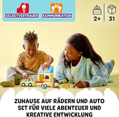LEGO 10986 DUPLO At Home On Wheels, voiture jouet avec grandes briques, figurines et voiture jouet pour garçons et filles à partir de 2 ans, développe la motricité fine Jeux de construction Besuche den LEGO-Store