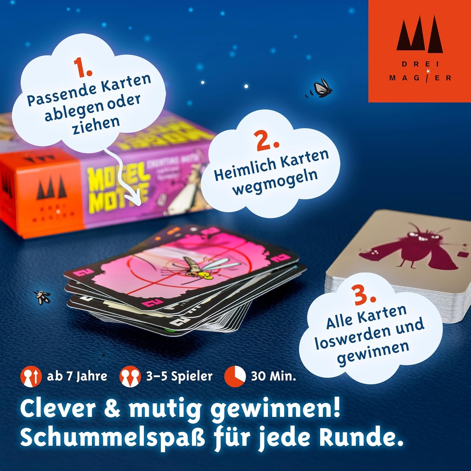 Schmidt Spiele 40862 Mogel Motte, Joc de cărți Trei Magicieni