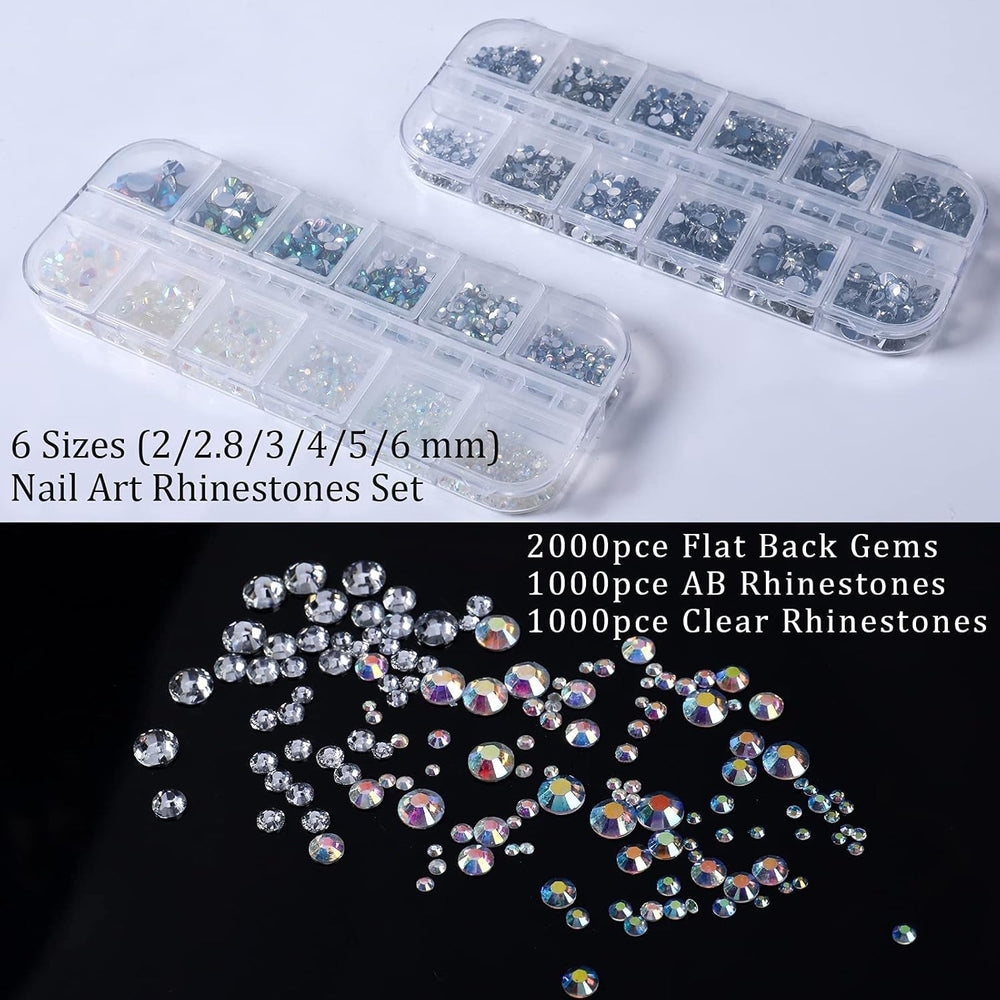 ANGNYA 4000 Pièces Strasssteine ​​​​Nägel Nail Art Strasssteine ​​​​Dekorationen Nagelsteine ​​​​Für Nail Art Zubehör Und Klare Kristall Strasssteine ​​​​Handwork Mit Pick up Pinzette Et Strass Picker Dotting Pen…