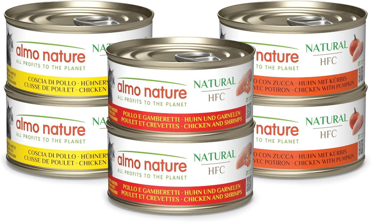 Almo Nature HFC Hrană umedă naturală pentru pisici - Rețete asortate cu pui - 6 x 70g