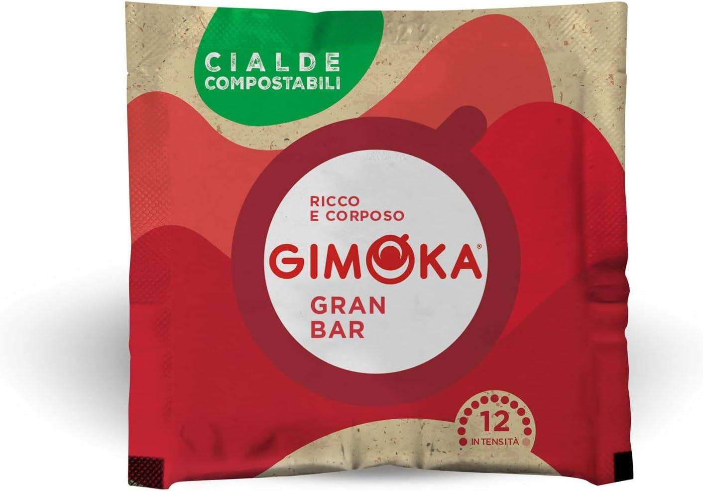 Gimoka Kompostierbare Kaffeepads, Gran Bar Intenso Kaffeemischung, Intensität 12-100 Pads - Compatible avec les tampons en papier ESE System 44 mm