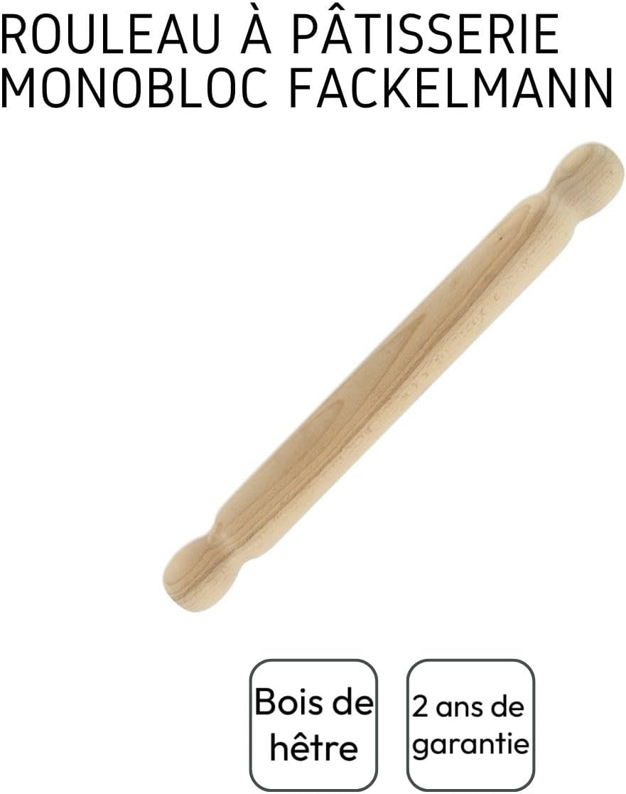 Fackelmann 3154050 Rouleau à pâtisserie en bois, une pièce, 40 cm, marron