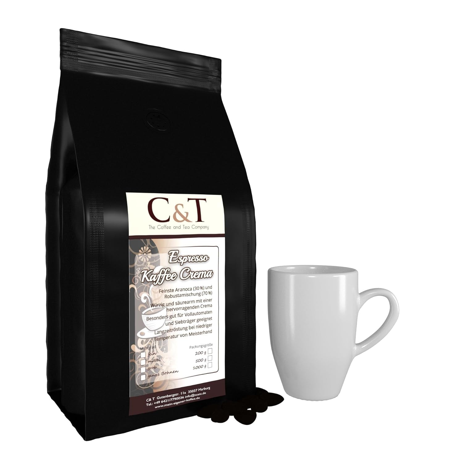 Café en grains Espresso / Café Crema 6 x 1000g fraîchement torréfiés