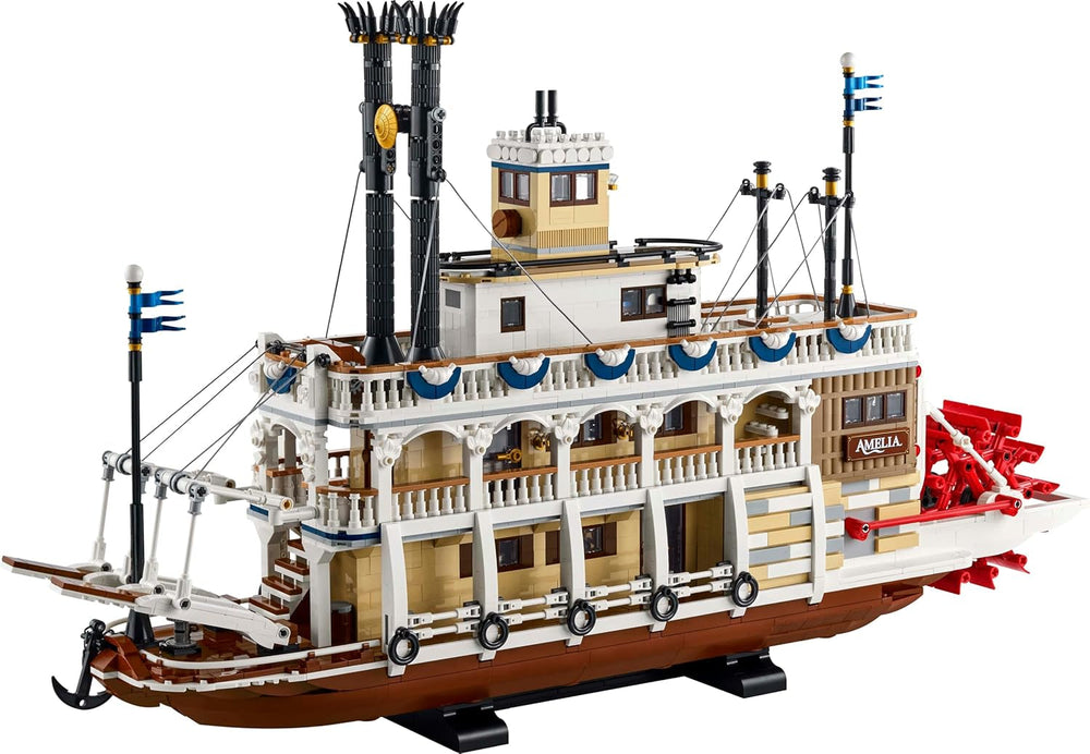 LEGO Ideas Flussraddampfer - Bauset für Erwachsene - Bootsmodell mit Innenraum & interaktiven Funktionen, inkl. funktionierendem Schaufelrad und Steuerung - DIY Geschenk für Männer und Frauen - 21356