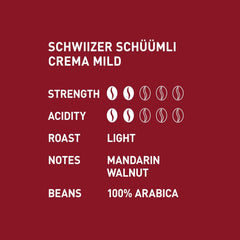 Schwiizer Schüümli Crema Mild, grains de café 100% Arabica fins, harmonieux et doux, idéal pour machines à expresso automatiques, force 2/5, torréfaction légère, Rainforest Alliance, 1kg