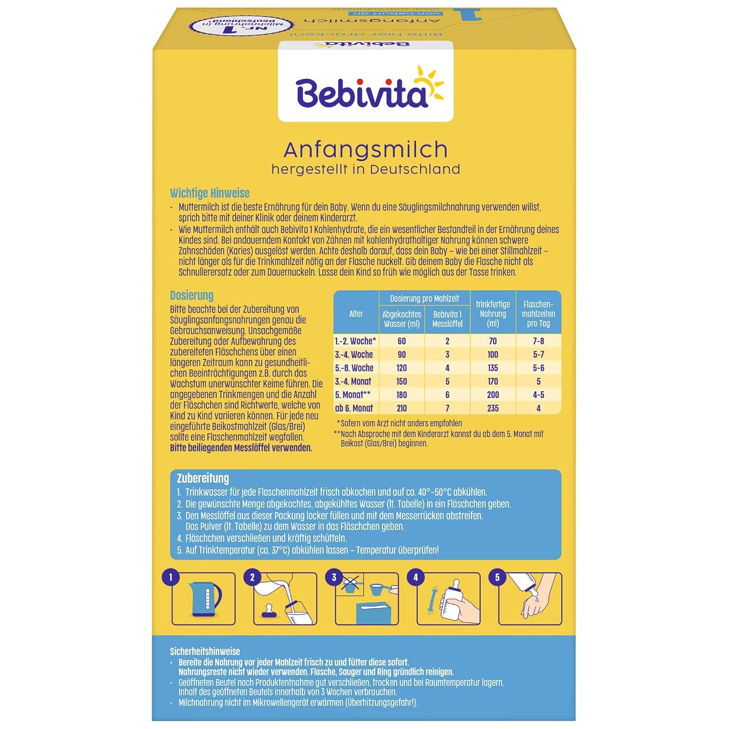 1 Lait maternisé en poudre pour nourrissons, dès la naissance, (5 x 500g)