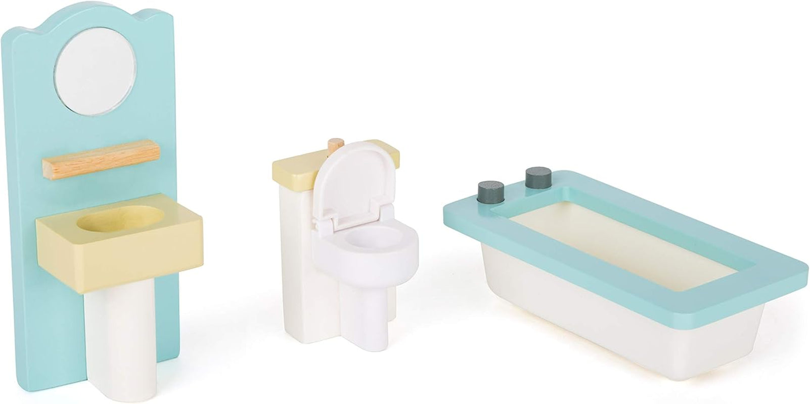 Small Foot 11192 Maison de poupée tournante en bois à 3 étages avec meubles jouets multicolore 37 x 40 x 67 cm Naty Shop Doll Houses