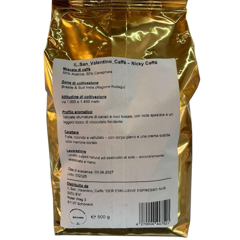 "L'ESPRESSO EXCLUSIF DE SICILE" ESPRESSO NICKY CAFFÉ ET CRÈME DE CAFÉ 50% ARABICA 50% CANNELLE