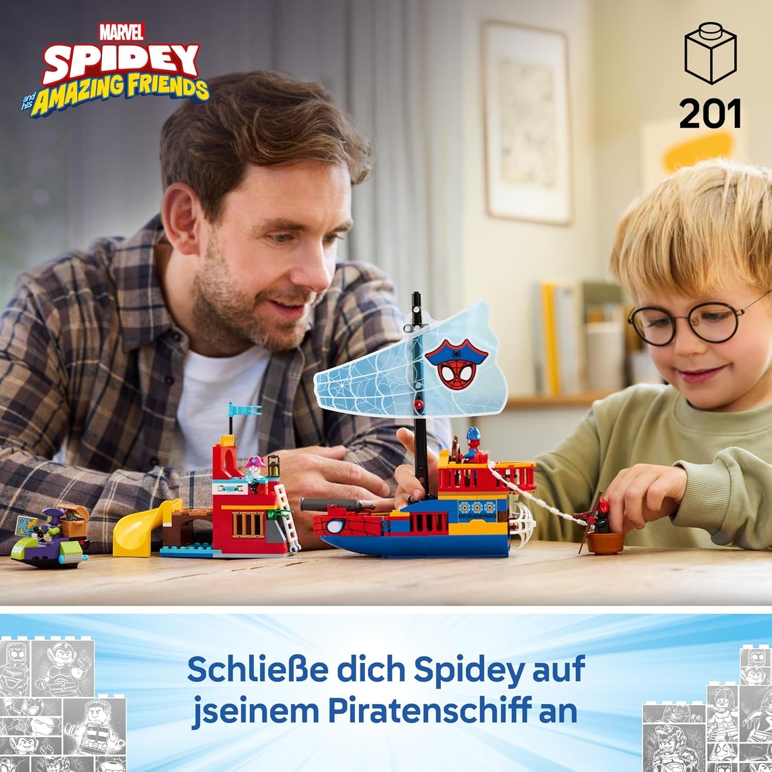 LEGO ǀ Piratenschiff von Spideys Team - Superhelden Set mit einem Schiffsmodell, 2 Booten, 4 Minifiguren - Geschenk für Jungen ab 4 Jahren und Fans der Serie Spidey und Seine Super-Freunde - 11208