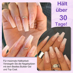 Lot de 420 faux ongles – Ballerine en gel doux, couverture complète, couleur chair, blanc dégradé, colle sur ongles artificiels, faux ongles pour nail art (Ballerine blanc nu)
