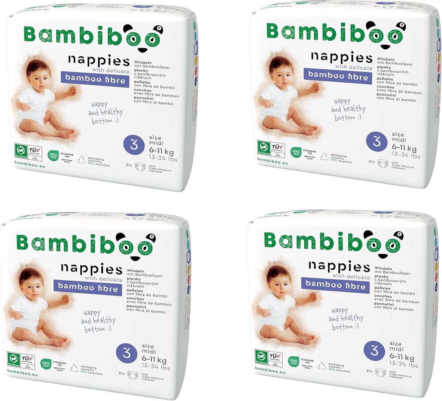 Couches jetables Bambiboo, respectueuses de la peau, ouverture ombilicale, différentes tailles couches mère et bébé Naty Shop, taille 3, 84 pièces