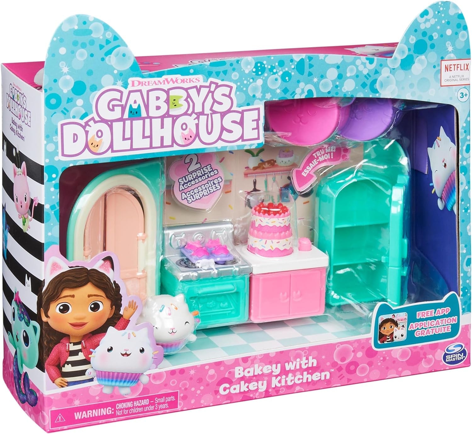 Gabby's Dollhouse Deluxe Room, salle pour chat, meubles et 2 boîtes surprises avec accessoires thématiques, convient aux 3 ans et plus