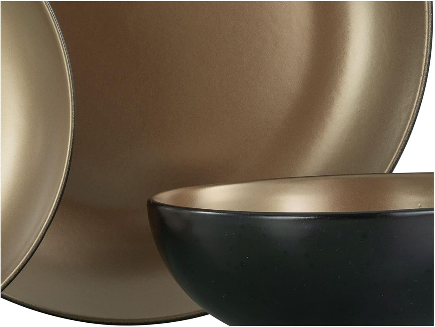 CreaTable, 23598, Série GLAMOUR - Or, Service de table 16 pièces, Service combiné en porcelaine, Passe au lave-vaisselle et au micro-ondes, Fabrication de qualité