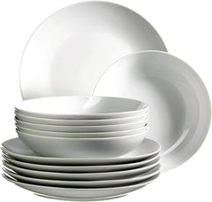 Mäser Barca service de table pour 6 personnes, lot de 12, porcelaine, blanc