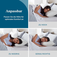 Oreiller LUCID 40 X 80 cm avec garnissage hybride de mousse à mémoire de forme déchiquetée et microfibre - garnissage amovible et réglable - housse lavable - pour dormeurs sur le côté, sur le dos et sur le ventre Oreillers standards Naty Shop