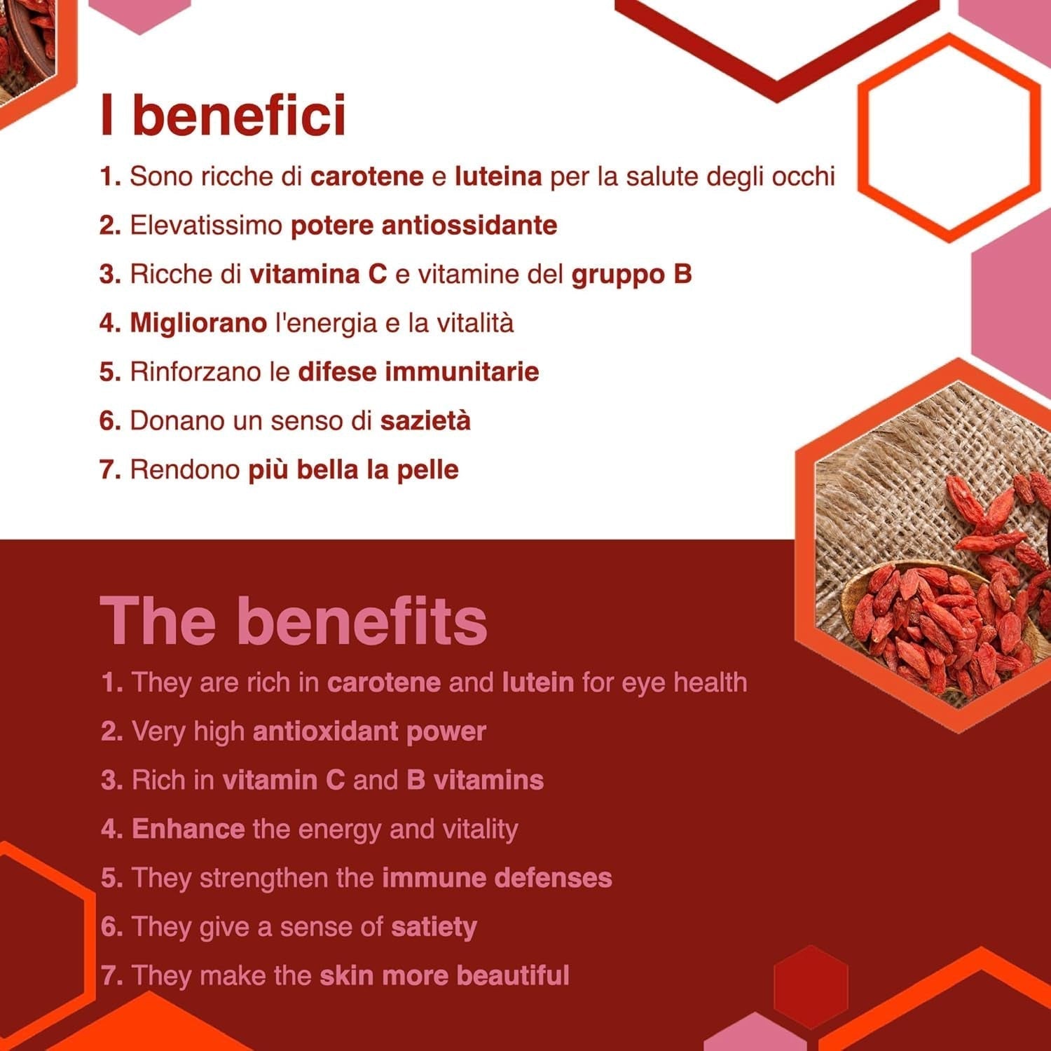 ERBOTECH Goji Berries 200 g, baies de goji à haute teneur en vitamines, fruits secs sans sucre ni soufre, superaliments naturels et riches en énergie, Made in Italy Produits déshydratés Naty Shop
