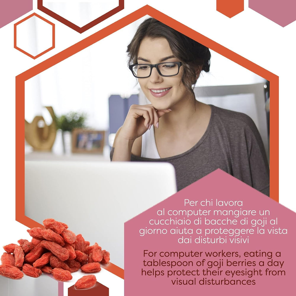 ERBOTECH Goji Berries 200 g, baies de goji à haute teneur en vitamines, fruits secs sans sucre ni soufre, superaliments naturels et riches en énergie, Made in Italy Produits déshydratés Naty Shop