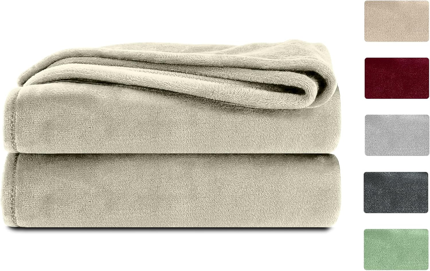 Couverture moelleuse Komfortec, couverture confortable, couverture polaire, certifiée Oeko-Tex, super douce, 150X200 Cm, 260 G/M², beige Lits et Couvertures Besuche den Komfortec-Store Ecru 220 X 240 Cm