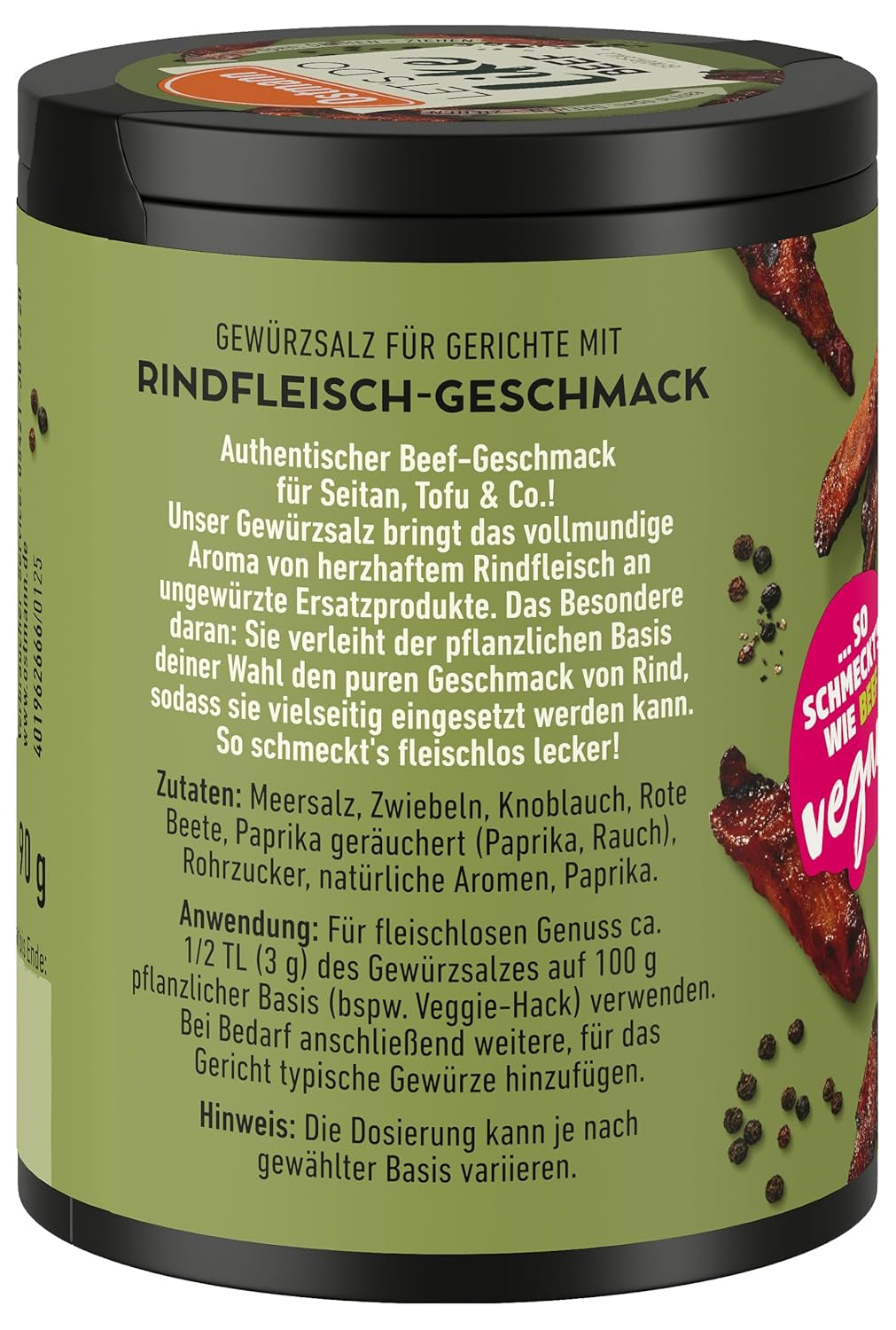 Ostmann Gewürze - Faisons comme le bœuf | Rindfleisch-Geschmack pour ungewürzte Fleischersatzprodukte | Gewürzsalz pour seitan, tofu et légumes végétariens et végétaliens | 90 g dans une barre de recyclage Metalldose