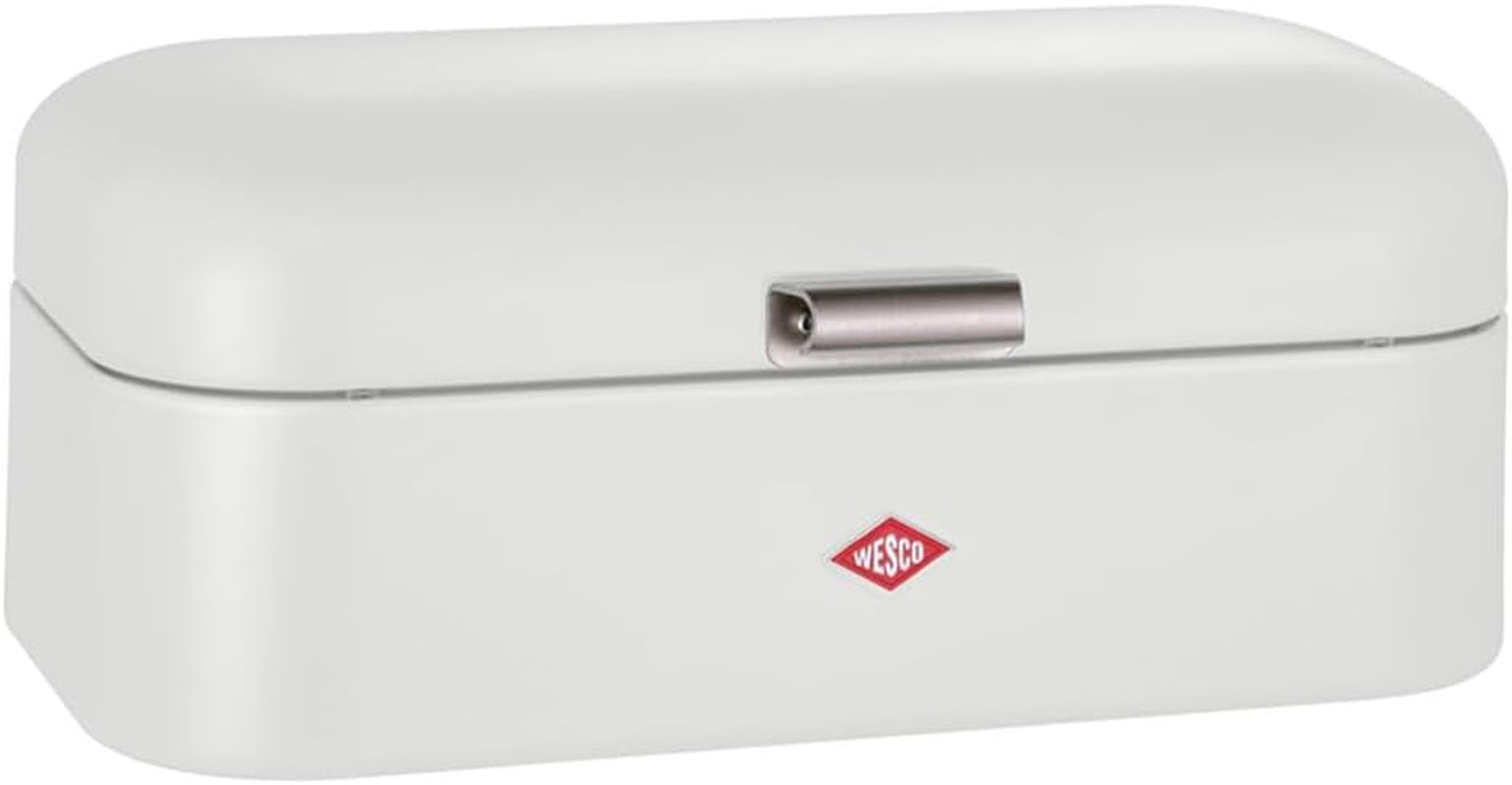 Corbeille à pain Wesco Grandy en noir mat, tôle d'acier enduite de poudre, trous d'aération et poignée robuste Boîtes de conservation des aliments Naty Shop Blanc mat