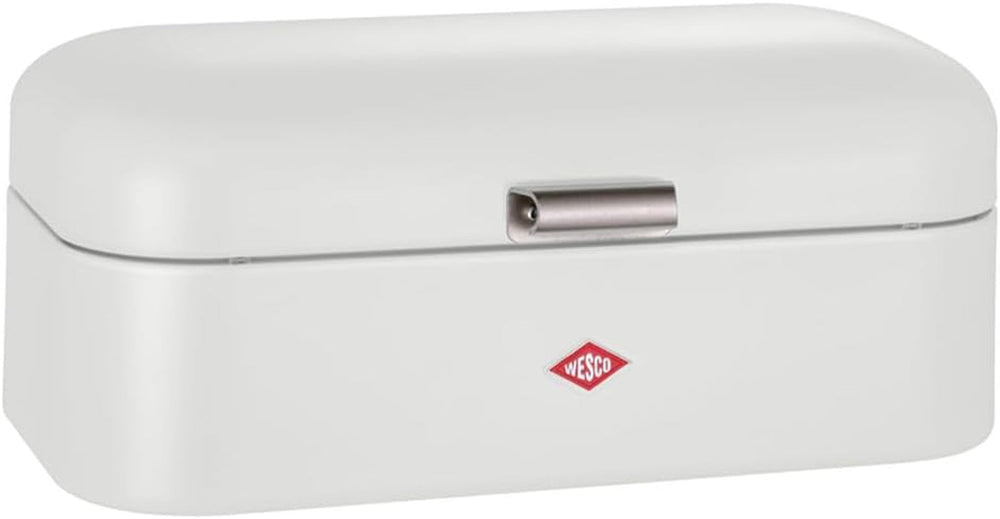 Corbeille à pain Wesco Grandy en noir mat, tôle d'acier enduite de poudre, trous d'aération et poignée robuste Boîtes de conservation des aliments Naty Shop Blanc mat